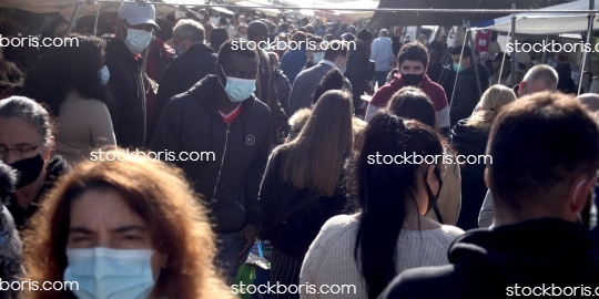 Agglomeration at a market during Coronavirus pandemics.