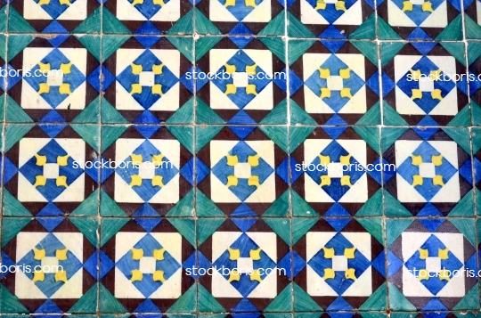 Blue, green and yellow portuguese tiles.