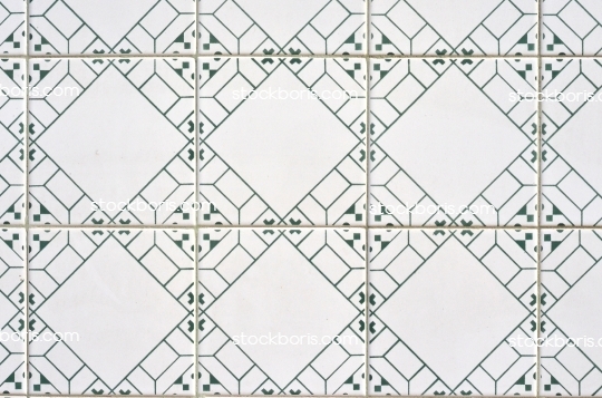 Portuguese tiles, with a white and black pattern. Arabesque tiles.