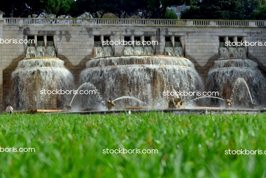 Water fountain with statues at Alameda, in Lisbon.